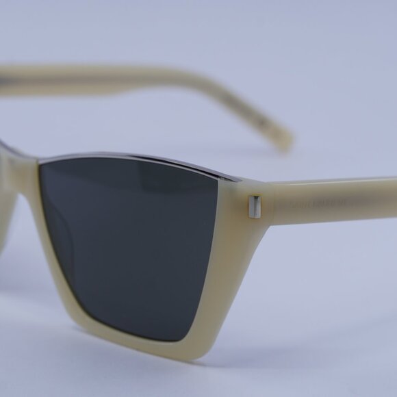 Saint Laurent SL369 KATE 004 Sunglasses Ivory Cat Eye Frame, Grey Lenses - Picture 2 of 10